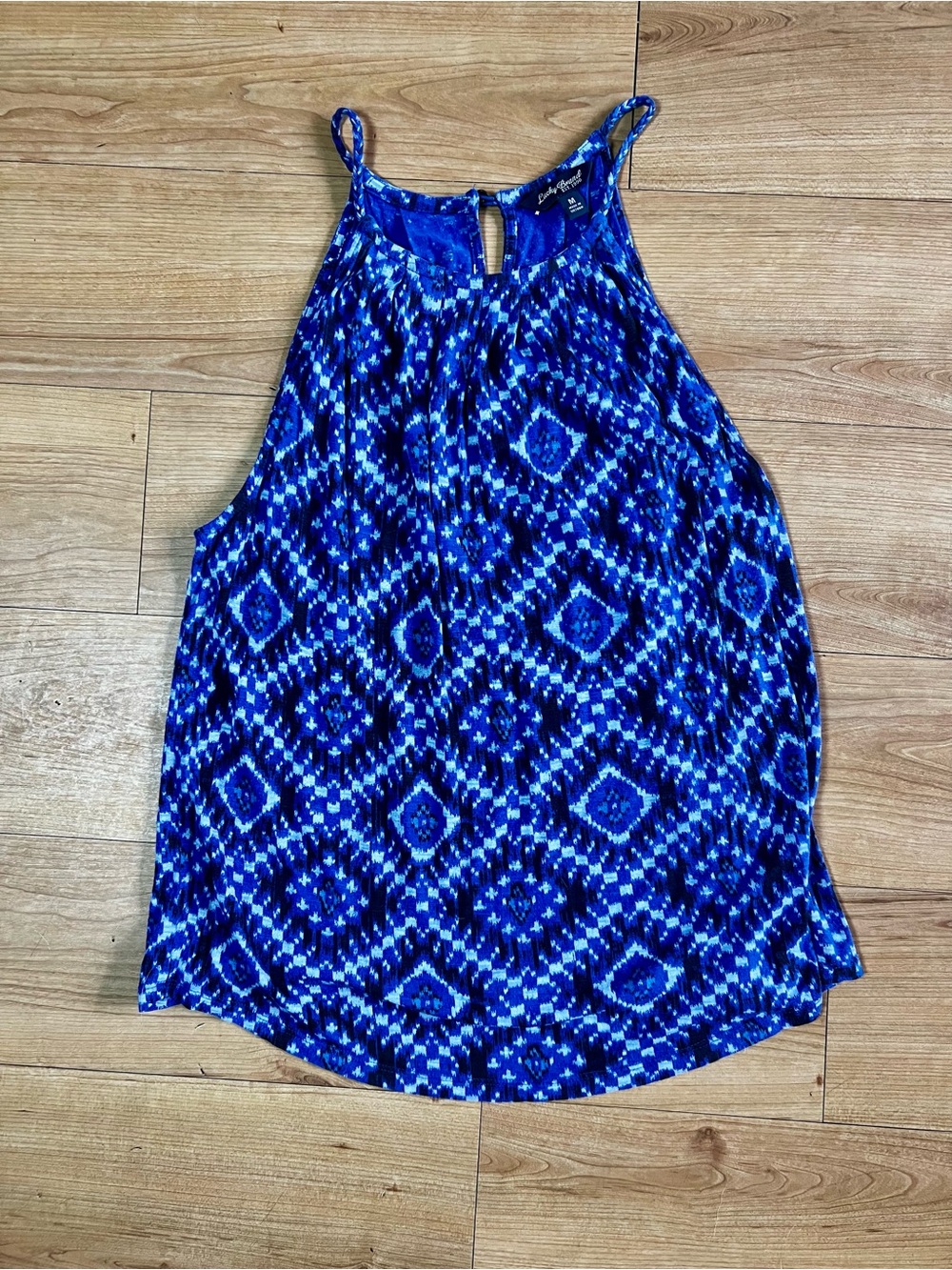 Lucky Brand Blue Ikat Print Sleeveless Swing Tank Top Size Medium